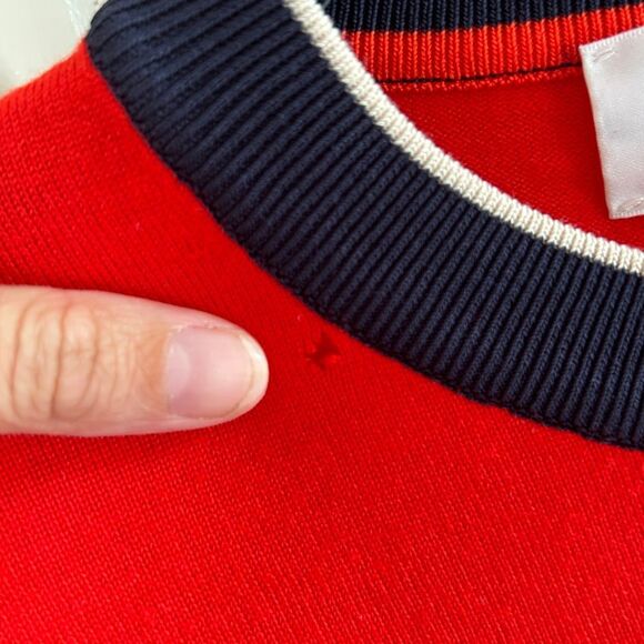 Victoria Beckham Red Blue White Crew Neck Sweater Stripe Longsleeve Top Large 10 - Picture 10 of 12